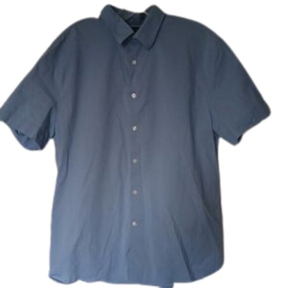 Perry Ellis Mens Stretch Light Blue Short Sleeve Button Up Shirt Size Large - Picture 6 of 6